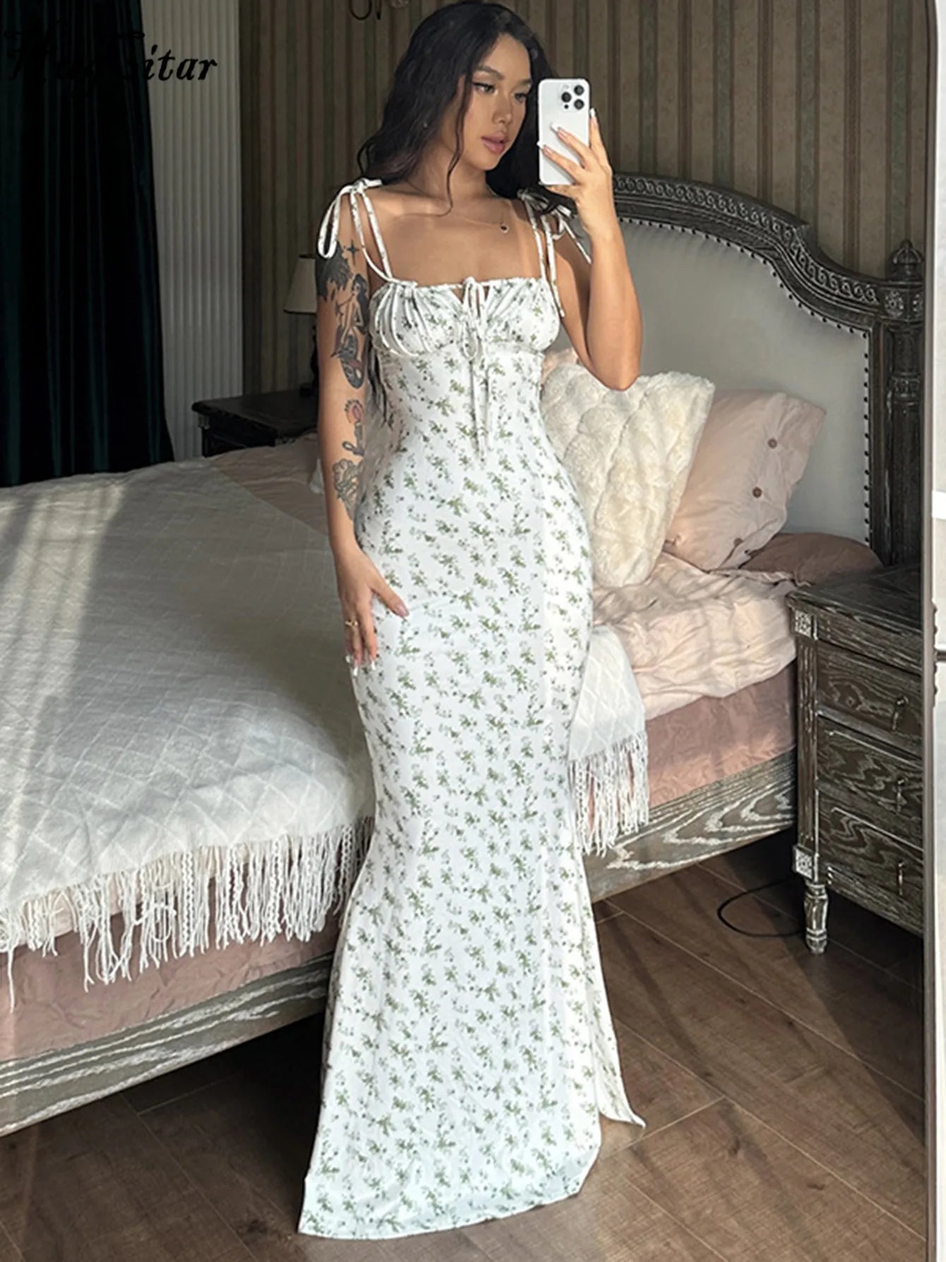 Elegant Floral Bodycon Long Dress for Women – Summer