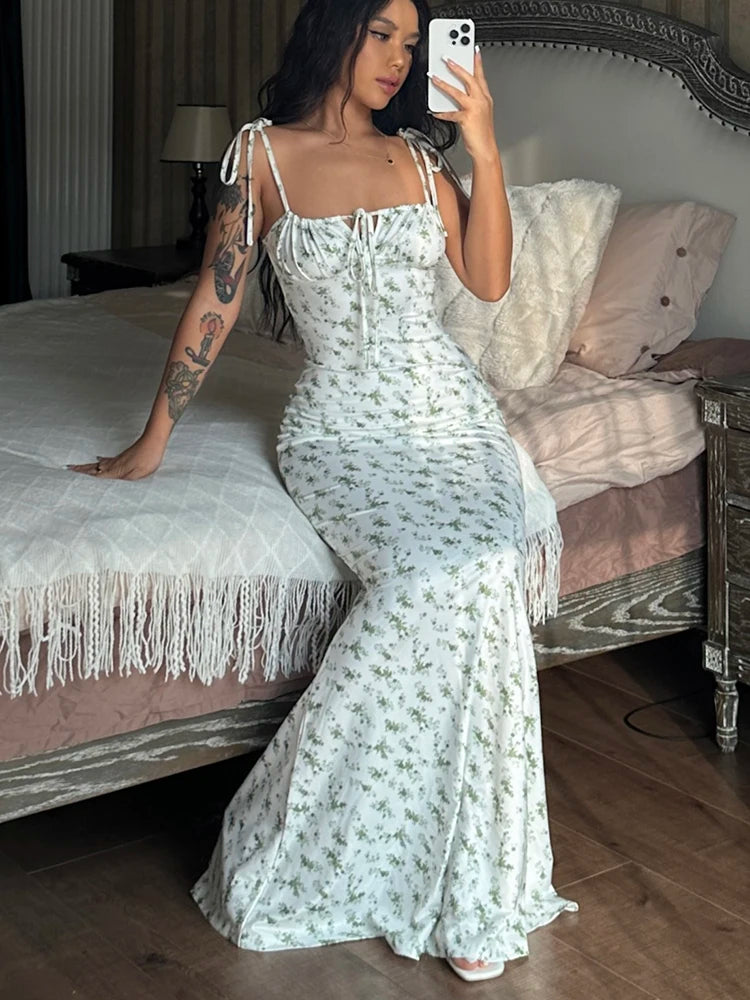 Elegant Floral Bodycon Long Dress for Women – Summer