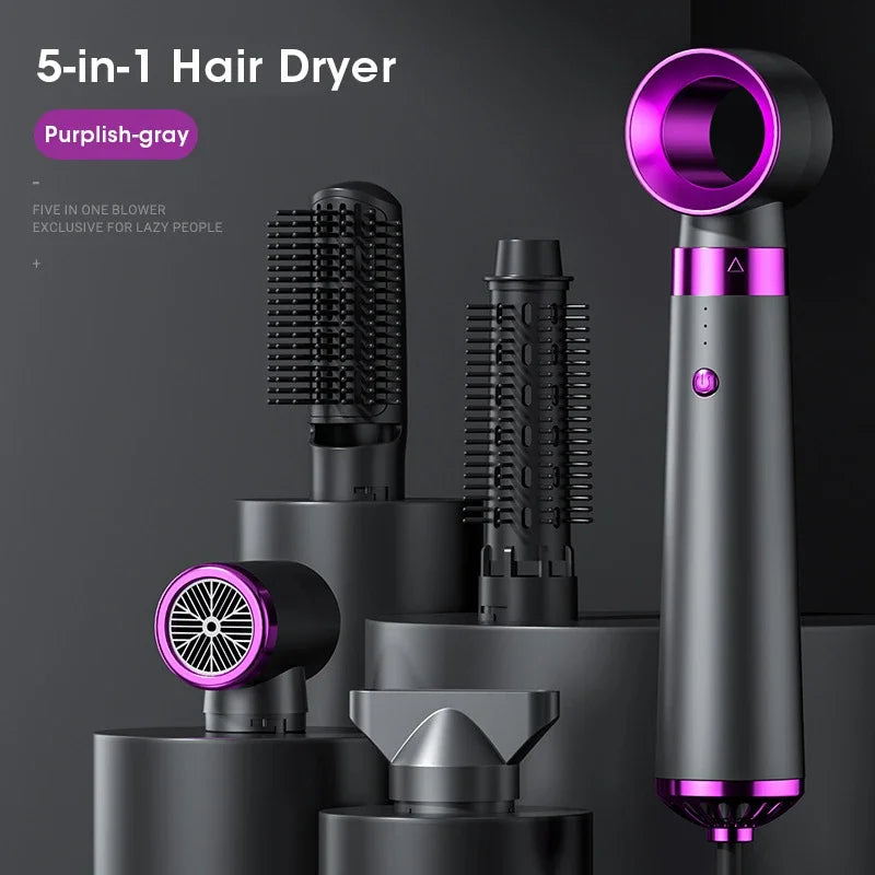 5-in-1 Multifunction Hair Dryer – Hot Air Brush with Automatic Curling, Straightening Comb & Fast-Dry Salon Styling Tool