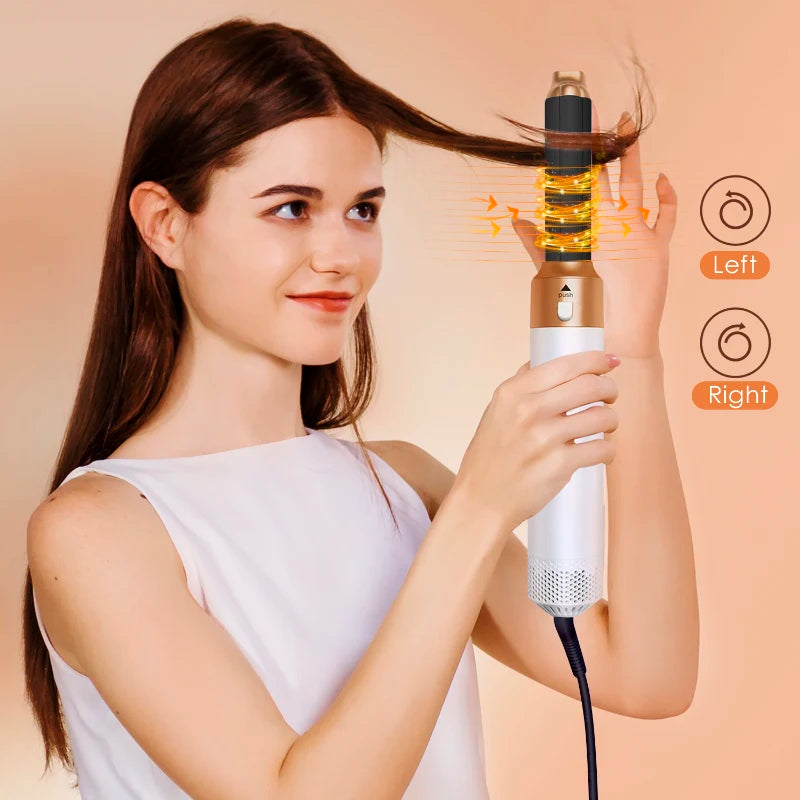 5-in-1 Professional Hair Styler – 1000W Low Noise Hot Air Brush with Dryer, Curler, Straightener & Volumizer