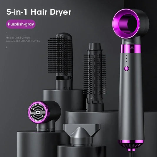 5-in-1 Multifunction Hair Dryer – Hot Air Brush with Automatic Curling, Straightening Comb & Fast-Dry Salon Styling Tool