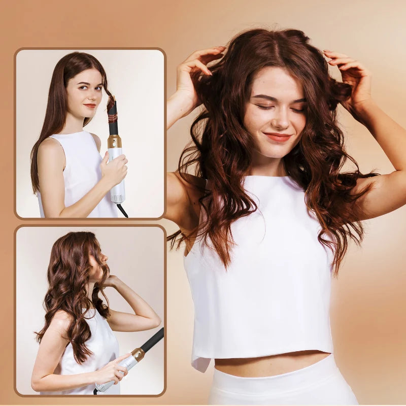 5-in-1 Professional Hair Styler – 1000W Low Noise Hot Air Brush with Dryer, Curler, Straightener & Volumizer